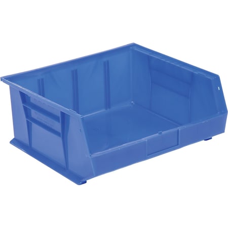 Global Industrial Hang & Stack Storage Bin, Plastic, Blue, 7 in H, 16-1/2 in W 269686BL